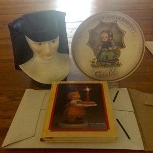 Goebel statue, plate and memory book